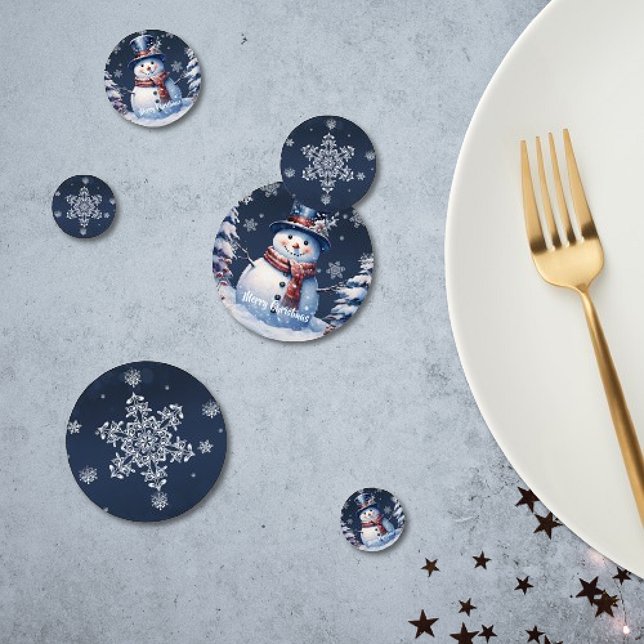Winter Forest Snowman Christmas | Blue Confetti (Winter Forest Snowman Christmas Table Confetti)