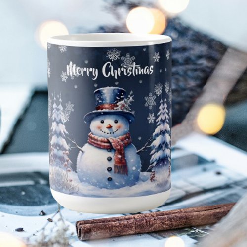 Winter Forest Snowman Christmas Coffee Mug