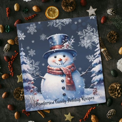 Winter Forest Snowman Christmas Family Recipes 3 Ring Binder