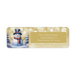 Winter Forest Snowman Christmas | Gold Address Label<br><div class="desc">Add a whimsical touch to your outgoing Christmas Cards this holiday season with Gold Winter Forest Snowman Christmas Holiday Return Address Labels. Address label design features a cute snowman in a charming top hat and scarf standing in a winter forest scene with falling snow. Additional gift and holiday items available...</div>