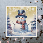 Winter Forest Snowman Christmas | Gold Napkins<br><div class="desc">Add a festive touch to your holiday spread with a set of Gold Winter Forest Snowman Christmas Holiday Paper Napkins. Napkin design features a cute snowman in a charming top hat and scarf standing in a winter forest scene with falling snow. Additional gift and holiday items available with this design...</div>