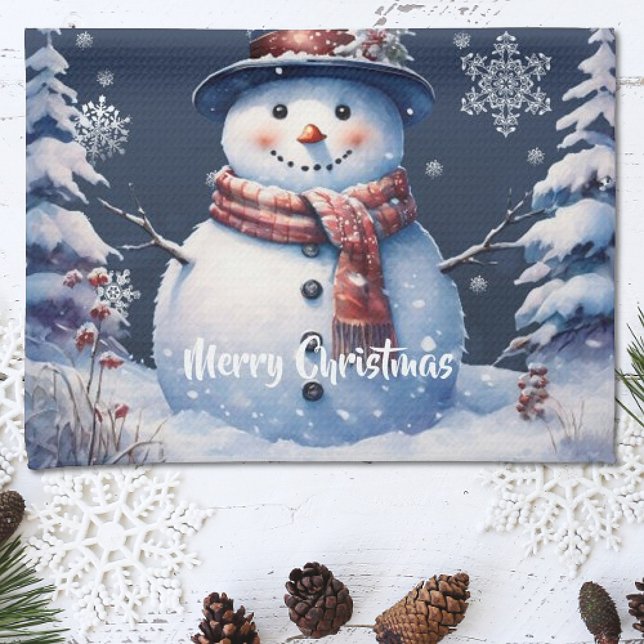Winter Forest  Snowman Christmas Kitchen Towel (Winter Forest Snowman Christmas Kitchen Towel)