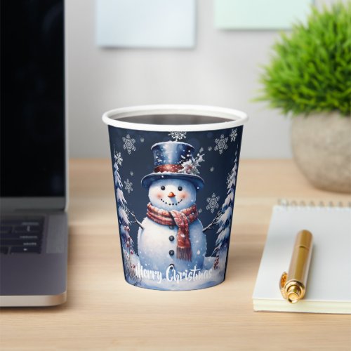Winter Forest Snowman Christmas Paper Cups