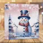 Winter Forest Snowman Christmas | Pink Recipe 3 Ring Binder<br><div class="desc">Collect your favorite family recipes this holiday season with a Pink Winter Forest Snowman Christmas Personalized Family Recipes Binder. Binder design features a cute snowman in a top hat and scarf standing in a winter forest scene with falling snow. You can personalize your family name and recipient. Additional gift and...</div>