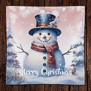Winter Forest Snowman Christmas   Pink Trinket Tray