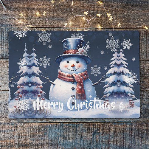 Winter Forest Snowman Christmas Placemat