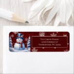 Winter Forest Snowman Christmas | Red Address Label<br><div class="desc">Add a whimsical touch to your outgoing Christmas Cards this holiday season with Red Winter Forest Snowman Christmas Holiday Return Address Labels. Address label design features a cute snowman in a charming top hat and scarf standing in a winter forest scene with falling snow. Additional gift and holiday items available...</div>