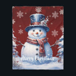 Winter Forest Snowman Christmas | Red Fleece Blanket<br><div class="desc">Stay cozy during chilly winter nights this holiday season with a Red Winter Forest Snowman Christmas Holiday Fleece Blanket. Blanket design features a cute snowman in a charming top hat and scarf standing in a winter forest scene with falling snow. Additional gift and holiday items available with this design as...</div>