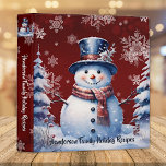 Winter Forest Snowman Christmas | Red Recipe 3 Ring Binder<br><div class="desc">Bring cozy holiday cheer to your kitchen with this Red Winter Forest Snowman Family Recipe Binder, featuring a Christmas snowman in a top hat and scarf surrounded by snowy pine trees in a serene winter forest setting. Personalized with your family name and styled in festive typography, this whimsical theme binder...</div>