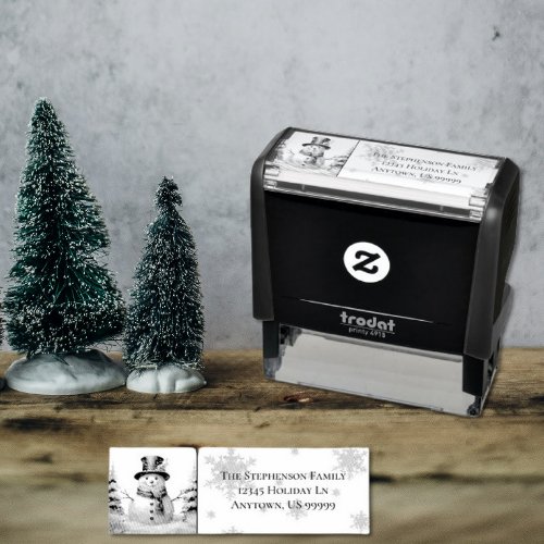 Winter Forest Snowman Christmas Self_inking Stamp