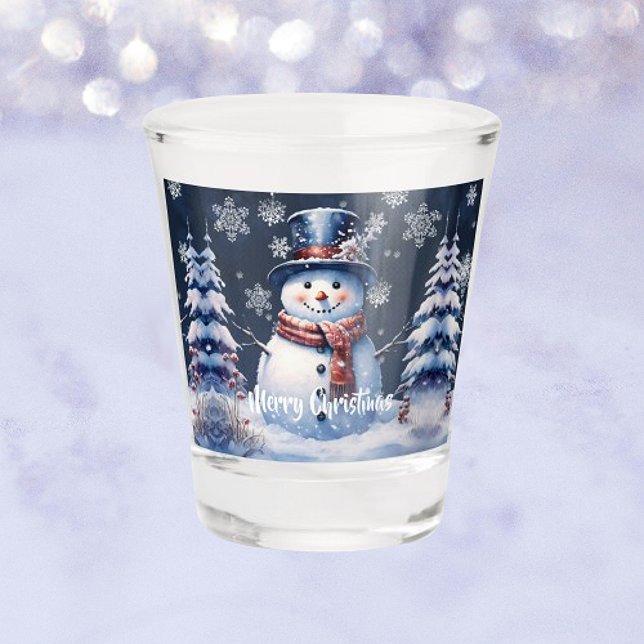 Winter Forest Snowman Christmas Shot Glass (Winter Forest Snowman Christmas Shot Glass)