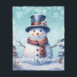 Winter Forest Snowman Christmas | Teal Fleece Blanket<br><div class="desc">Stay cozy during chilly winter nights this holiday season with a Teal Winter Forest Snowman Christmas Holiday Fleece Blanket. Blanket design features a cute snowman in a charming top hat and scarf standing in a winter forest scene with falling snow. Additional gift and holiday items available with this design as...</div>