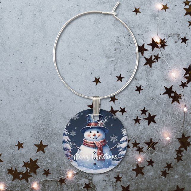 Winter Forest Snowman Christmas Wine Charm (Winter Forest Snowman Christmas Wine Charm)