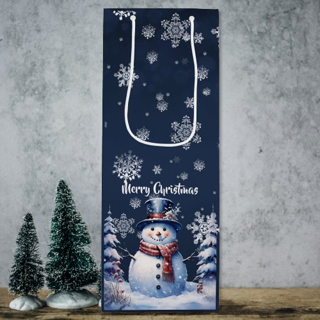 Winter Forest Snowman Christmas Wine Gift Bag (Winter Forest Snowman Christmas Wine Gift Bag)