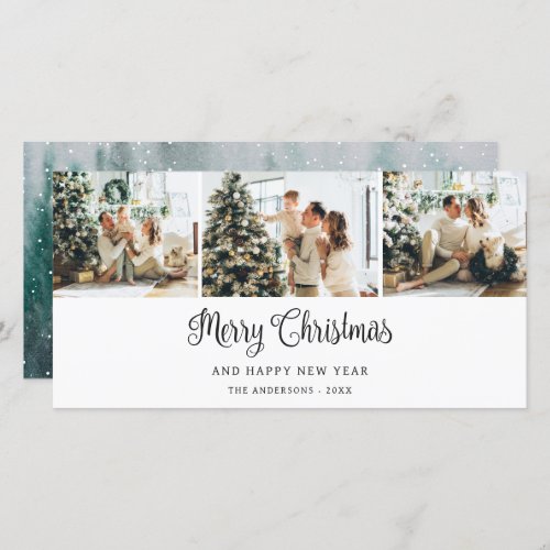 Winter Forest Snowy Merry Christmas Photo Holiday Card