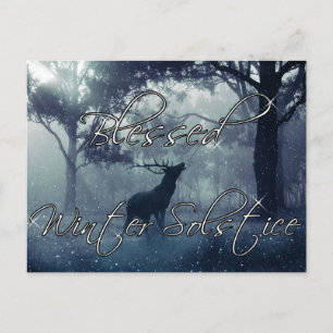 Winter Forest Stag Blessed Winter solstice Postcard