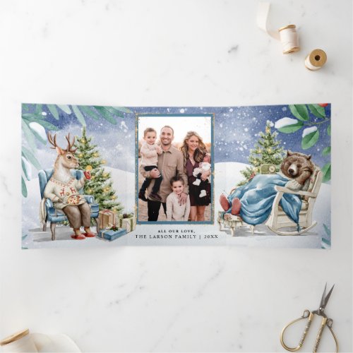 Winter Forest Storybook Animals Trifold Card