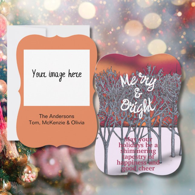 Winter Forest Sunset Hues Personalized Holiday Card (Creator Uploaded)
