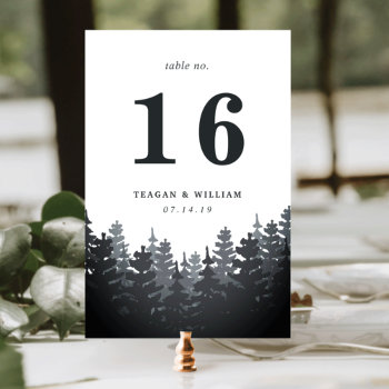 Winter Forest Table Number Card by RedwoodAndVine at Zazzle