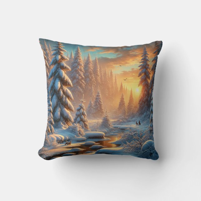 Winter Forest Throw Pillow (Front)