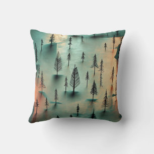 Winter forest throw pillow