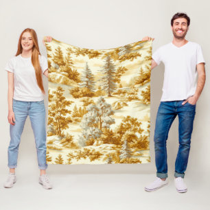 Winter Forest Toile de Jouy Pattern (10) Fleece Blanket