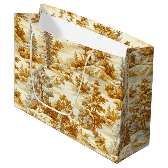Winter Forest Toile de Jouy Pattern (10) Large Gift Bag (Front Angled)