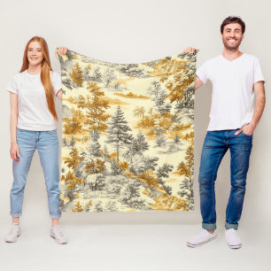 Winter Forest Toile de Jouy Pattern (11) Fleece Blanket