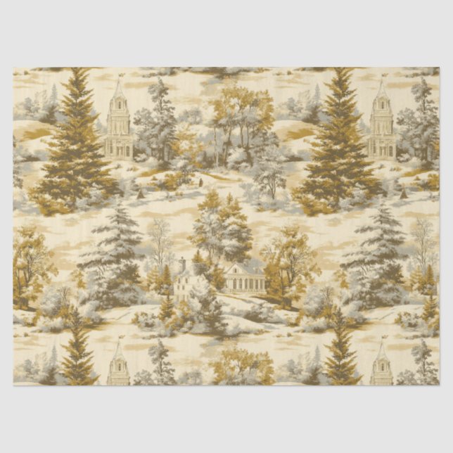 Winter Forest Toile de Jouy Pattern (4) Tissue Paper (Front)