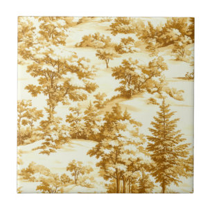 Winter Forest Toile de Jouy Pattern (5) Ceramic Tile