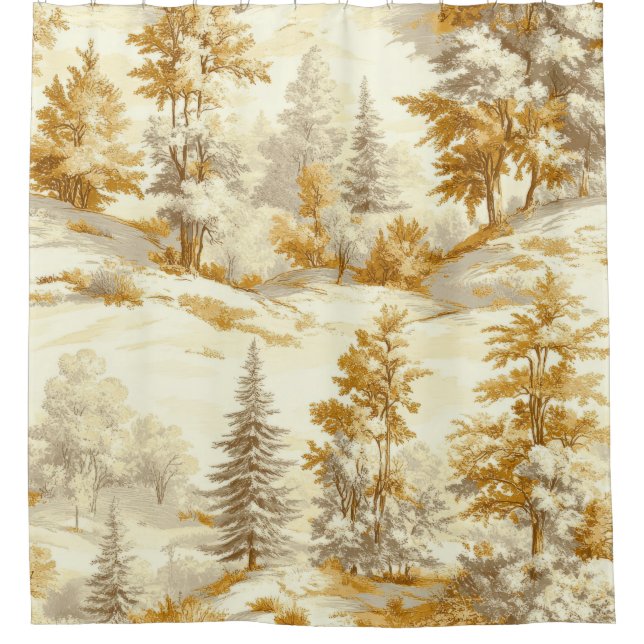Winter Forest Toile de Jouy Pattern (6) Shower Curtain (Front)