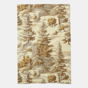 Winter Forest Toile de Jouy Pattern (7) Kitchen Towel