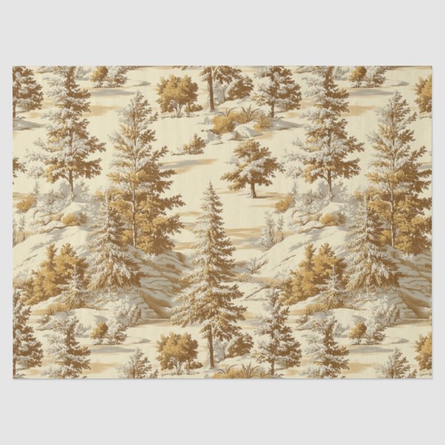 Winter Forest Toile de Jouy Pattern (7) Tissue Paper (Front)