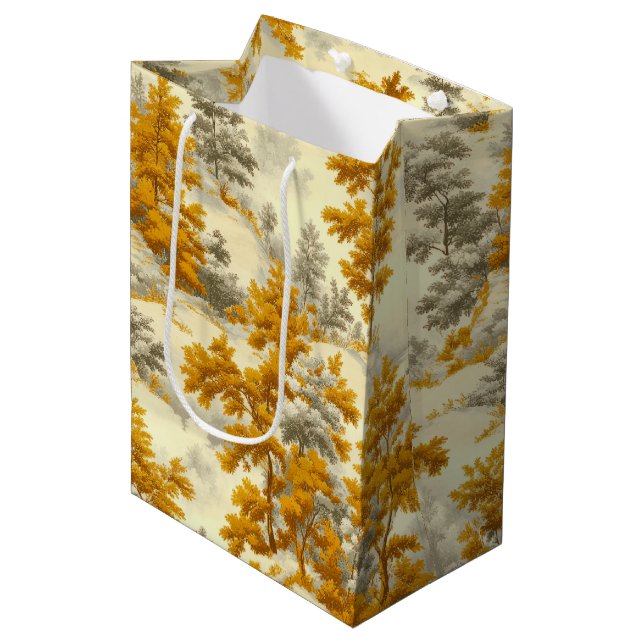 Winter Forest Toile de Jouy Pattern (8) Medium Gift Bag (Front Angled)