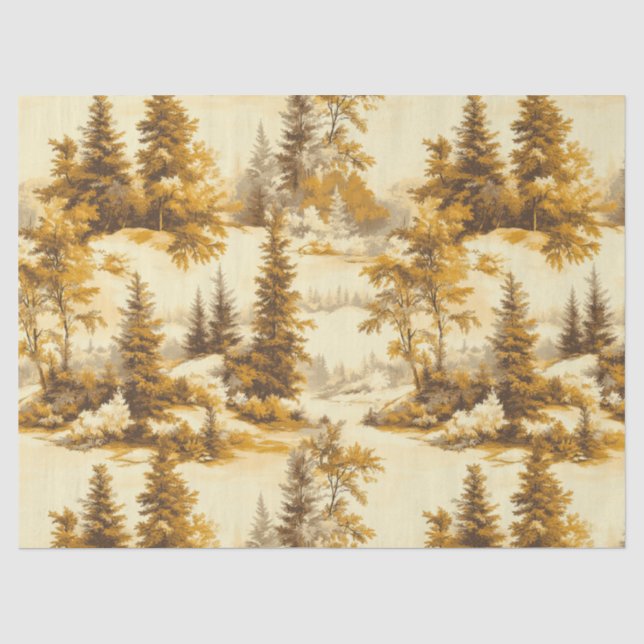 Winter Forest Toile de Jouy Pattern (9) Tissue Paper (Front)