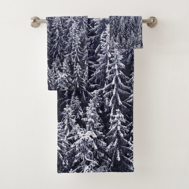 Winter forest trees #4 bath towel set (Insitu)