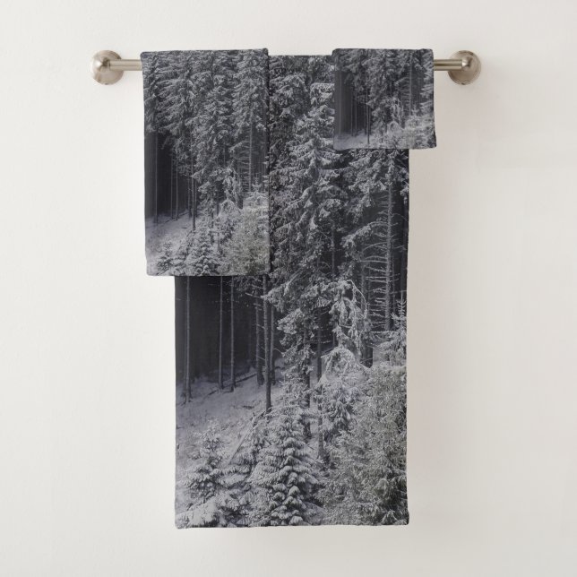 Winter forest trees #7 bath towel set (Insitu)