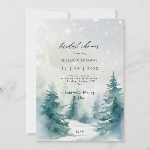 winter forest trees bridal shower invitation