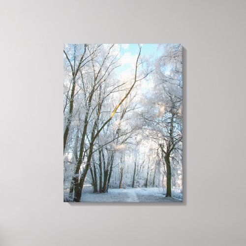 Winter Forest Walk Path Landscape Portrait Canvas Print