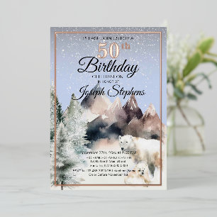 Winter Forest Watercolor Birthday Foil Invitation