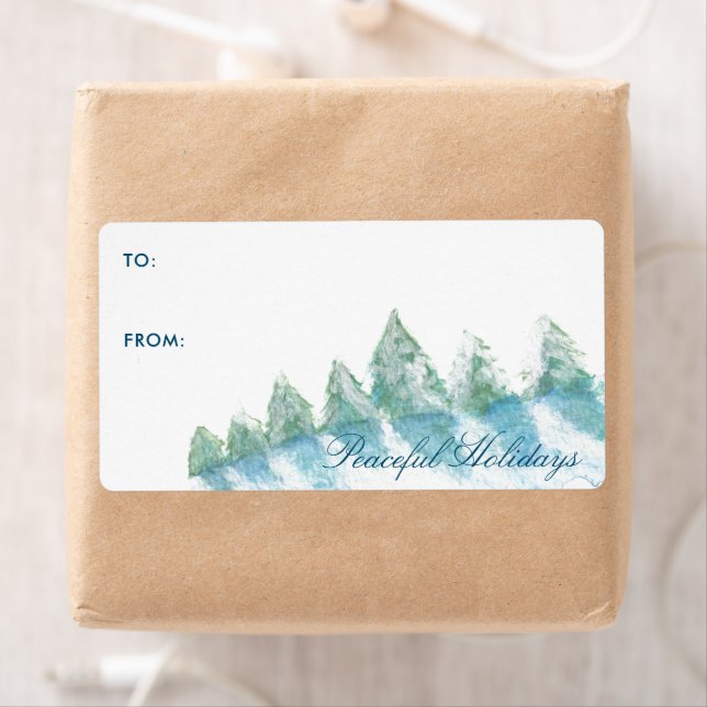 Winter Forest Watercolor Christmas Gift Label (Insitu)