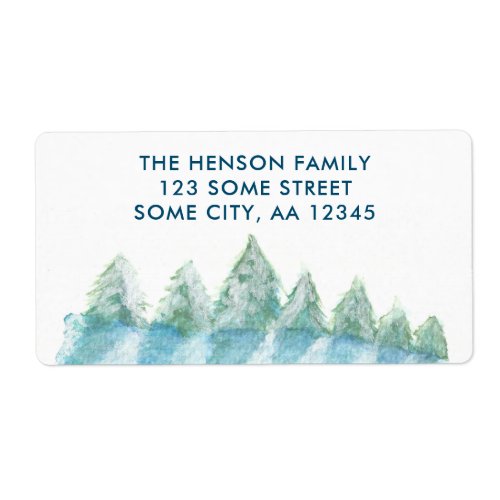 Winter Forest Watercolor Christmas Return Address Label