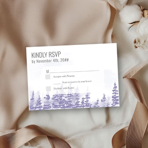 Winter Forest Watercolor Lavender Simple RSVP Card