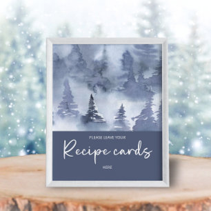 Winter Forest Watercolor leave your recipe card Poster
