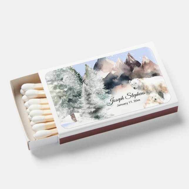 Winter Forest Watercolor  Matchboxes (Front Open)
