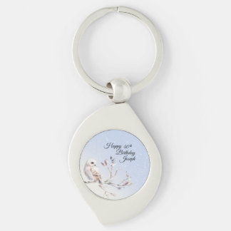 Winter Forest Watercolor Metal Keychain