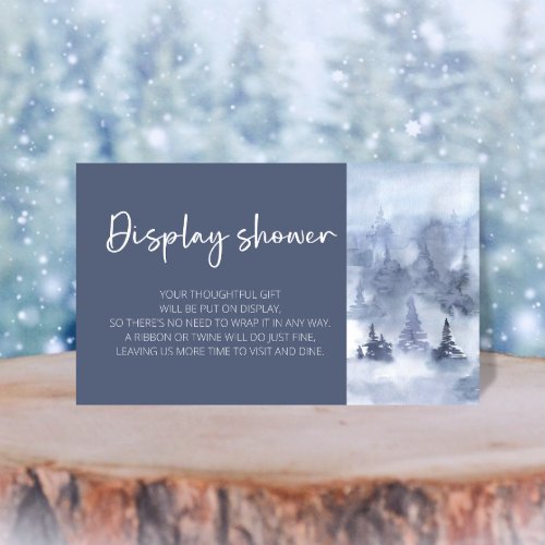 Winter Forest Watercolor Navy Blue Display shower Enclosure Card