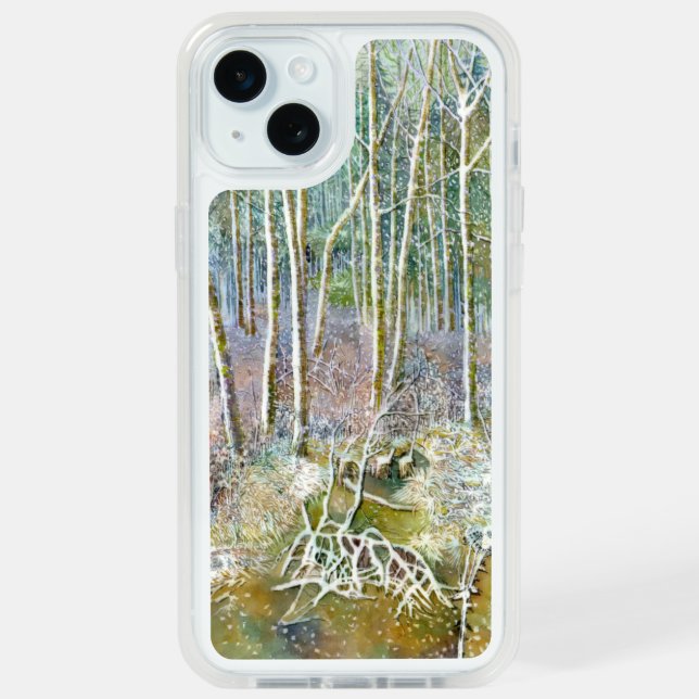 winter forest  Watercolor Otterbox iPhone Case (Back (Blue))