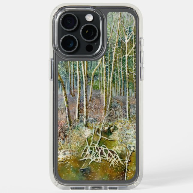 winter forest  Watercolor painting Speck iPhone Case (Front (Black Titanium))