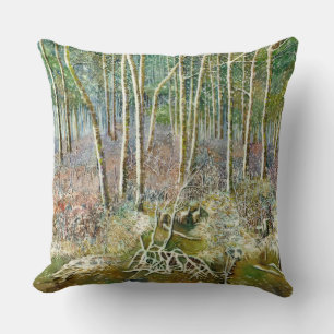 winter forest Watercolor painting Throw Pillow